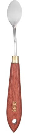 sourcing map Palette Knife Painting Tool 1.57 x 0.87 Stainless Steel Teardrop Blade 7.48 Length Spatula Painting Pallet Knives with Hole Beech Wood Handle for Oil Acrylic Canvas, Red/Silver