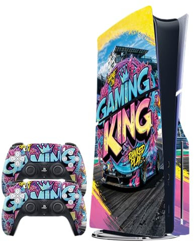 Pellicola adesiva in vinile per PS5 (Slim) Disc Bundle – Decalcomanie premium 3M™ per console e controller | Facile applicazione, senza bolle, resistente ai graffi, rimozione senza residui | Skin per