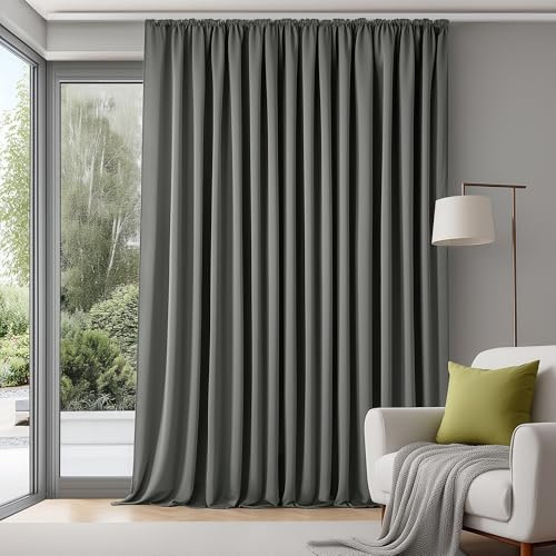 Deconovo Gardinen Blickdicht Kräuselband Sichtschutz Thermovorhang Hellgrau | 1er Set, H 245 x B 200 cm, Thermogardinen Hitzeschutz, Schlafzimmer, Wärmehaltung, Sonnenschutz, Wohnzimmer Deko, Schienensys