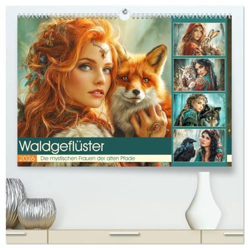 Waldgeflüster. Die mystischen Frauen der alten Pfade (hochwertiger Premium Wandkalender 2026 DIN A2 quer), Kunstdruck in Hochglanz: Die geheimnisvolle ... mittelalterlichen Welt (CALVENDO Menschen)