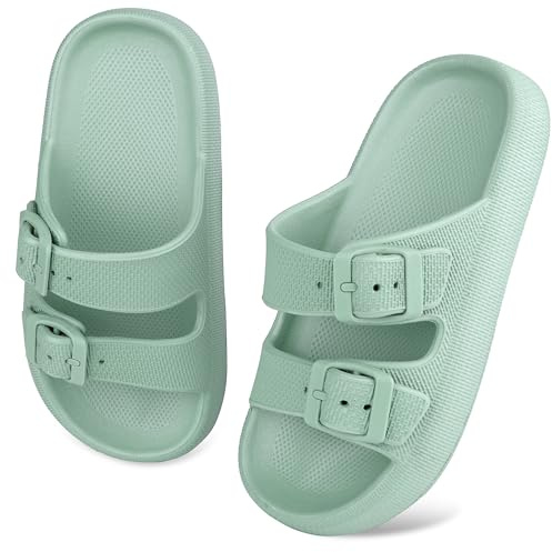 WYSFLY Kinder Cloud Slides Jungen Mädchen Einstellbare Doppelte Schnalle EVA Flache Sandalen Sommer-Kissen-Pantoffeln Dusche Strand Pool Schieber