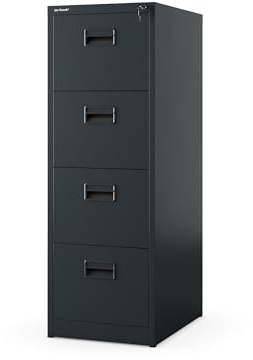 Jan Nowak Hängeregistraturschrank V005 Hängemappenschrank Hängeregisterschrank Aktenschrank mit 5 Schubladen Pulverbeschichtung Stahlblech 162 cm x 46 cm x 62 cm (H x B x T) (Anthrazit)