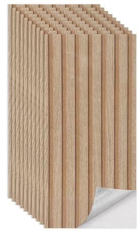 Swehooirt Holz Optik Paneele, 3D Akustikpaneele Selbstklebend, Holz Wandpaneele in Holzoptik, Panels für Wohnzimmer, Küche, Wand Deko, Wandverkleidung und Schallschutz - Eiche hell,40er Set