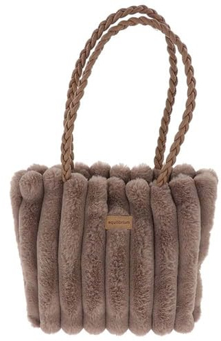 equilibrium Mink Faux Fur Striped Handbag