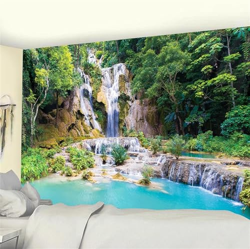 Wandteppich Wasserfall 250x300 cm Groß Wandteppiche Naturlandschaft 3d Druck Wandbehang XXL Tapisserie Wandtuch für Wohnzimmer Schlafzimmer Wohnheim Wanddeko a/2070