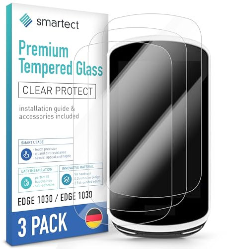 smartect Vetro Temperato [3 Pezzi, Clear] compatibile con Garmin Edge 1030 / Edge 1030 Plus, Pellicola Protettiva HD Anti Graffio, Senza Bolle, Durezza 9H, 0.3mm Ultra Trasparente, Ultra Resistente