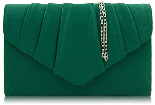 Milisente Women Clutch Bag Suede Pleated Envelope Bag Stylish Evening Bag (Green)