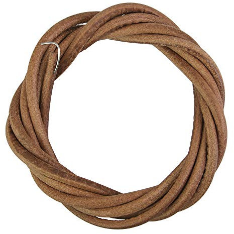 PERFETSELL 183cm Rolle Lederriemen Nähmaschine Rund Lederschnur 5mm Durchmesser Leder Antriebsriemen mit 1 Haken Braun Lederband Nähmaschinengürtel für Nähmaschinen