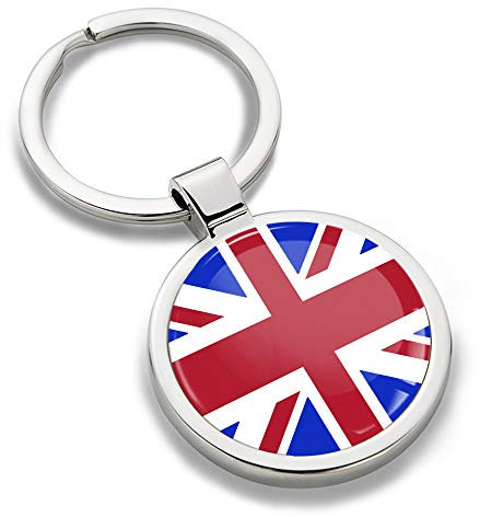 Biomar Labs® Schlüsselanhänger Metall Keyring mit Geschenkbox Autoschlüssel Geschenk Metall-Schlüsselanhänger Schlüsselbund Edelstahl Union Jack UK Großbritannien England Flagge KK 190