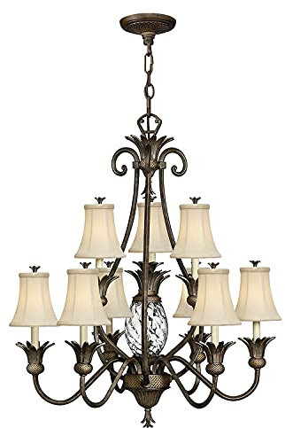 Licht-Erlebnisse Opulenter Kronleuchter ANABELL 8 in Bronze Creme Ø84cm 10-flmg verstellbar Design Lampe Esstisch Wohnzimmer