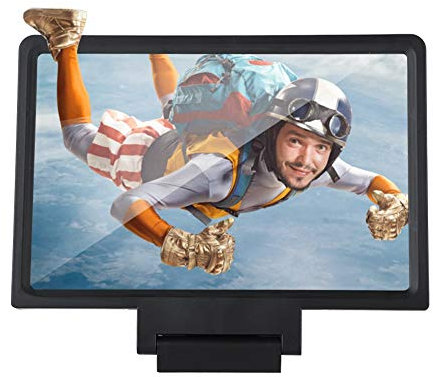 Oumij Lupa Pantalla Teléfono 7 Pulgadas, Amplificador de Películas 3D HD Proyector Ampliador de Pantalla de Teléfono Celular Soporte de Video para Teléfono Móvil Ampliador de 1.5X, con Altavoz(Negro)