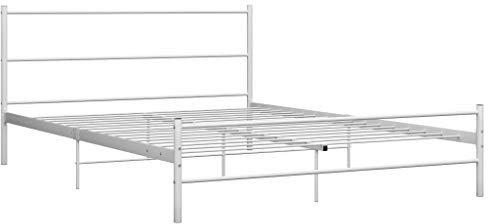 vidaXL Bettgestell Zeitloses Design Metallbett Bett Schlafzimmerbett Doppelbett Schlafzimmermöbel Ehebett Bettrahmen Weiß Metall 120x200cm