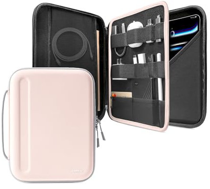 tomtoc Portfolio Case for 13 Inch iPad Pro M4 & iPad Air M2 2024, 12.9-in iPad Pro M2&M1 6th/5th 2022-2018, Protective Carrying Storage Bag/Pencil/Adapter/Hubs/Cables/Magic Keyboard