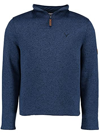 OS Trachten Orbis Herren Fleecepullover Strickfleece Freizeitpullover Troyer hochgeschlossen Wukom, Größe:4XL, Farbe:Marine