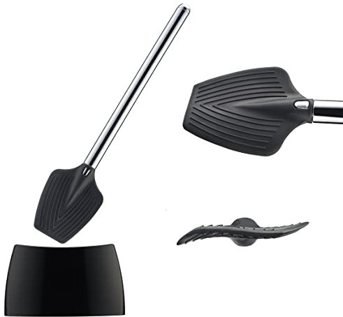Silicone Toilet Brush - 41cm Bristle-Free Hygienic Loo Spatula With Long Handle - Flexible Non-Stick and Drip Free Bathroom Cleaning Tool - Free Standing Toilet Cleaner