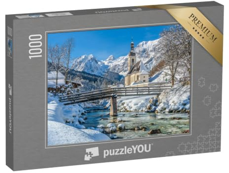 puzzleYOU: Puzzle 1000 Teile „Pfarrkirche St. Sebastian, Berchtesgadener Land, Deutschland“ – aus der Puzzle-Kollektion Österreich, Bayerische Alpen