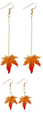 Holibanna 2 Paar Ahornblatt-ohrringe Herbst Themed Schmuck Weihnachten Ohrringe Baumeln Türkei Baumeln Ohrringe Herbst Ohrringe Fallen Ohrringe Für Frauen Belohnung Damen Acryl Lang