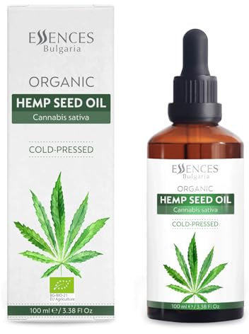 Essences Bulgaria Bio-Hanfsamenöl 100ml | 100% Naturreines Kaltgepresstes Öl | Spitzenqualität aus Familienbetrieb | Basisöl für Massagen | Natürliche Feuchtigkeitspflege | Anti-Aging | Vegan