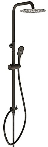 Colonna Doccia In Acciaio Inossidabile Nero Senza Miscelatore Design Superior Moderno Multifunzione Doccia, Getto A Pioggia, Doccetta, Temperatura Costante Soffione 30 Cm Tondo