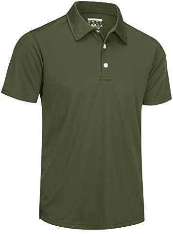 TACVASEN Poloshirts Für Herren Kurzarm Golf Bequem Polohemd Schnelltrocknend Sportshirt Leicht Shirts Normale Passform (XL, Armeegrün)