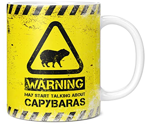 Mug Monster - Warning May Start Talking About Capybaras Funny Gift Mug - Ceramic Coffee Cup, Gift for Men or Women, Extra Large and Giant Available, 11oz White