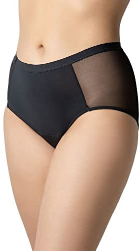 Relaxsan A1017 (Schwarz, XL) Perioden Unterwäsche Starke Blutung, Menstruationsunterwäsche, High Waist, Waschbar, Baumwolleinlage, Inkontinenz