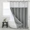 MitoVilla Grey Long Shower Curtain 72 x 78, Modern Waffle Fabric 78 inches Long Shower Curtain Set with Snap-in Line, Luxury Cloth Shower Curtain with Mesh Top Window for Hotel Spa Bathroom Decor