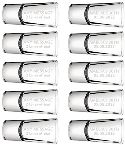 Personalised Custom Shot Shooter Glass Name 25ml Multi-pack 5, 10, 20, 30, 40, 50 Glasses - Wedding Favour Birthday Tequila Rum Gin Whisky