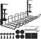 Zhaoyao Under Desk Cable Management Tray, No-Drill Metal Cable Management Basket 38cm, Black, With 6pcs Anti-slip Mat, 1 PCS Small Wrench, 1 PCS Small Cross Screwdriver