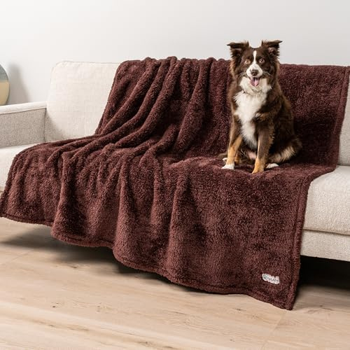 PetAmi Hundedecke für große Hunde, flauschig, wasserdicht, warm, weicher Sherpa-Überwurf, urindichte Sofaabdeckung, wendbar, Katzen, Kiste/Zwinger, Sofaschoner, waschbar, Braun, 152 × 203 cm