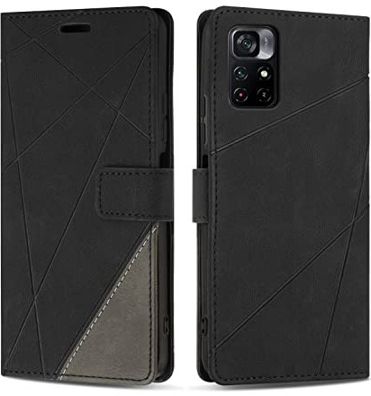 SONWO Etui Coque pour Xiaomi Poco M4 Pro 5G, Protection Housse en Cuir PU Portefeuille Livre pour Xiaomi Poco M4 Pro 5G, Emplacements Cartes, Noir