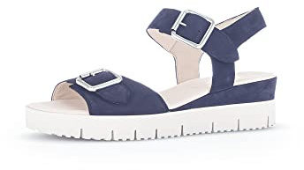 Gabor Damen Keilsandalen, Frauen Sandalen,Best Fitting,bequem,Sommerschuhe,Freizeitschuhe,offene Schuhe,Strandschuhe,flach,Blue,41 EU / 7.5 UK