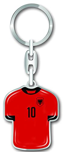 Nation Albanien Trikot Schlüsselanhänger Fussball - Metall-Keyholder mit 3D Effekt. World Cup Design Inkl. Schlüsselring