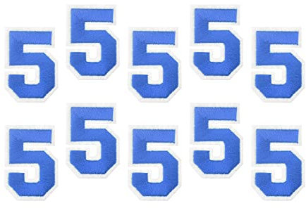 sourcing map 10Pcs Number Patches Embroidered Decorative Repair Patches Iron on Patches Sew On Embroidered Applique Patches 5 Blue 2 Height for Clothes, Shoes, Hats, Backpacks, DIY