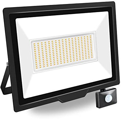 PICAA 200W LED Strahler mit Bewegungsmelder Außen,20000LM Außenstrahler 4000K Warmweiß Scheinwerfer, IP65 Wasserdicht Fluter, Ideale Aussenleuchte für Garten, Innenhöfe, Garage, Haus, Hotel (1 Stück)