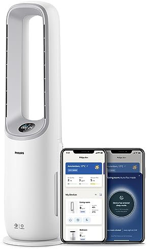 Philips Air Performer 2-in-1: Purifier & Cooling Fan – Cleans 70m², Removes 99.97% of Allergens and Pollutants. HEPA Filter, Smart Sensors, Alexa, App. Quiet & Energy Efficient (AMF765/30)