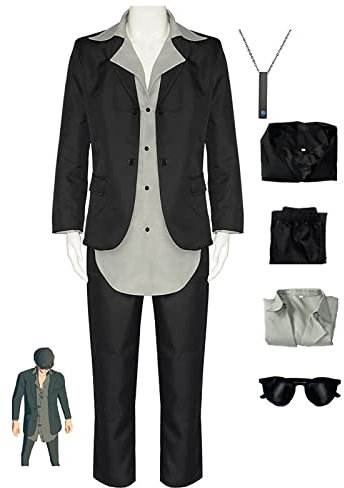 JOHLCR Anime Trigun Cosplay Kostüm Outfits Uniform mit Halskette Halloween Karnevalsparty Verkleiden Sich für Erwachsene Anime-Charakter Wolfwood Geeignet für Bühnenspiele, Anime Expo (Schwarz, XL)