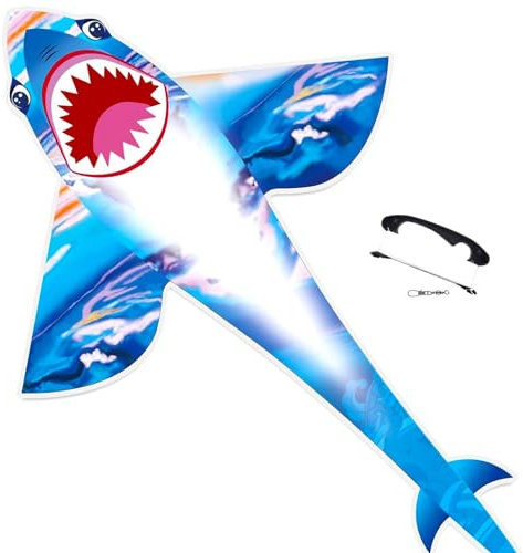 Flying Hoofer Hai Kinderdrachen, Drachen Flugdrachen für Kinder und Erwachsene - leicht zu fliegen, Shark Kite, ideal für Strand- und Outdoor-Spiele