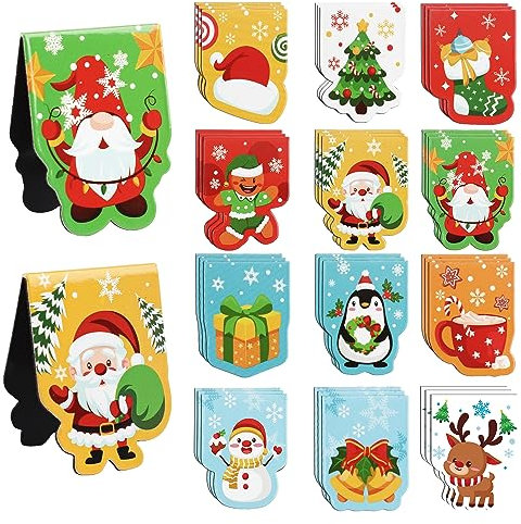 Weihnachten Magnetische Lesezeichen,JOFONY 36 Stück Bunt Magnetische Seitenclips,Bookmarks mit Weihnachtsmann Schneemann Rentier Muster,Magnetische Seiten für Schüler Lehrer