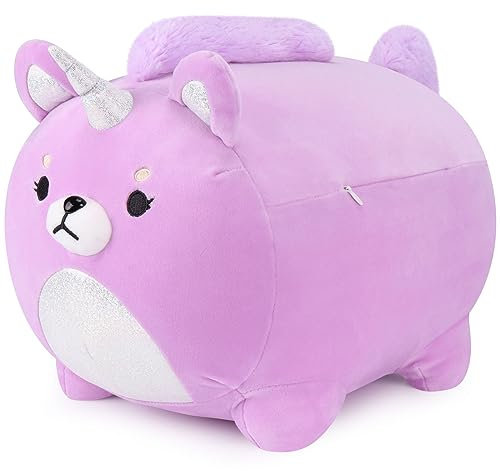 Einhorn Plüschtier Gefüllte Einhorn Puppe, Weiches Tier Plüsch Kissen Süße Einhorn Spielzeug Molliges Einhorn Umarmungs-Kissen, Kawaii Einhorn Geschenke für Kinder Familie Weihnachten, Lila, 50cm