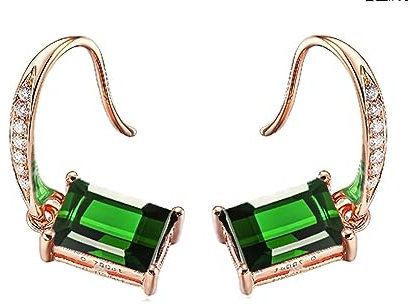 AMDXD Ohrringe, Ohrstecker Frauen Ohrringe 18K 750 Gelbgold 1.6Ct Natürlich Tourmaline Rechteckschliff Grün, Diamant Ohrringe Weihnachten Echter Schmuck mit Zertifikate