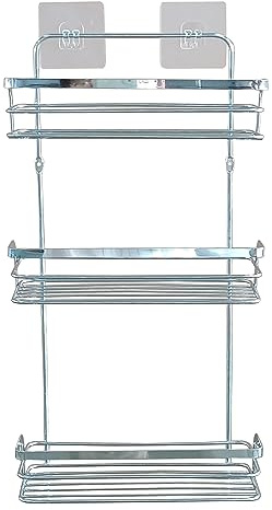 douceur d'intérieur, Serviteur de Douche 3 Paniers (26,4 x 10,5 x 49,5 cm) Filaire Premium Chrome, Métal