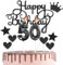 Happy 50th Birthday Cake Topper & Black Number 50 Candles - 50th Birthday Candles for Cake & Cupcakes