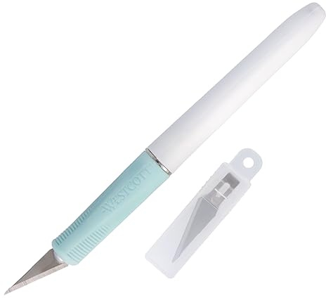 Westcott Bastelmesser Skalpell | Cutter Messer mit 4 Ersatzklingen als Präzisionsmesser zum Basteln und für DIY-Projekte | Ideal für für Papier, Pappe, Nähte, Vinyl, Filz, Stoff und Film | 17863