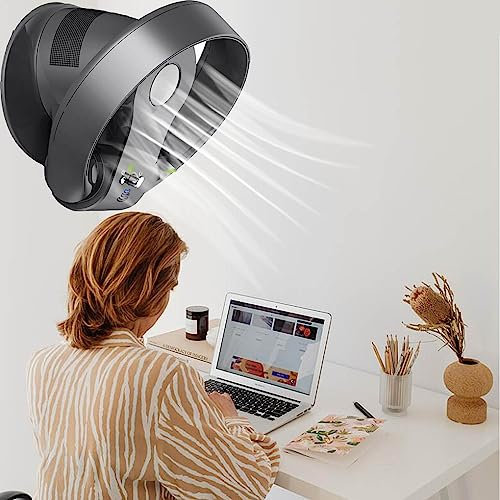 Lnder Bladeless Wall Mount Fan Desk Cooling Fan Bladeless Fans For Bedroom Quiet Cooling Powerful Wind Black White -12inch (Color : Black)