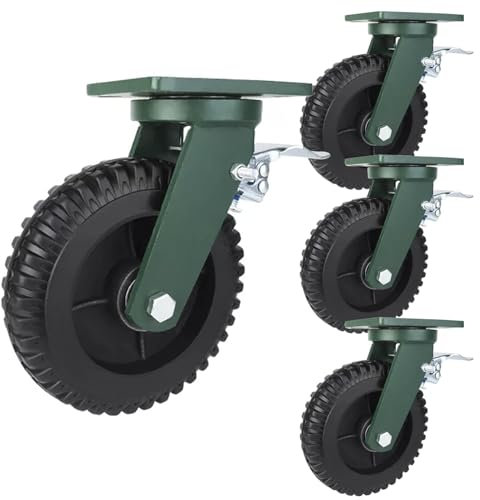 Lenkrolle Bockrolle 4er Set Schwerlast Räder Durchmesser 150mm 200mm Industrierollen Lenkrolle Mit Bremse, 1800Kg Gesamtkapazität, Mit Axialkugellager, Vollgummi Rolle Transportrollen