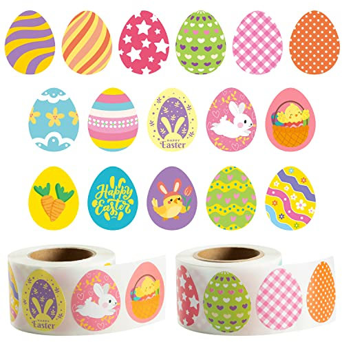 PANTIDE 1000St. Weihnachtseier Aufkleberrollen für Kinder Bunte niedliche Vintage-Ei-Aufkleber Selbstklebende Abziehbilder Geschenkanhänger Wrapping Dekor Geburtstagsgeschenk Neujahr Party Zubehör