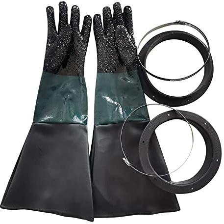 Tagtight Sandstrahl-Handschuhe aus Gummi, Handschuhe für Sandstrahl-Reinigung, Robust Sandstrahl-Handschuhes mit O-Ringen für Modell 60, 90, 110, 260 Sandstrahlkasten, Arbeitshandschuhe Wasserdicht