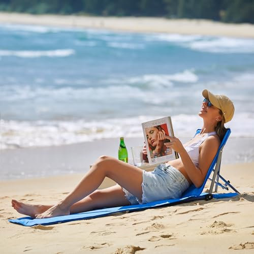 #WEJOY Tragbare Strandmatte Lounge Stuhl, leichte Strandstühle für Erwachsene, verstellbare faltbare Liege Strandmatte mit Rückenstütze für Outdoor, Rasen, Camping, Sonnenbaden