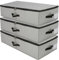 Unterbettkommode 3 Stück mit Verstärkten Griff, Unterbett Aufbewahrungsbox für Bettdecken Kleidung Kissen Decken Unterbett Aufbewahrung Organizer, Schuhe, Spielzeug, Decke, Dunkelgrau
